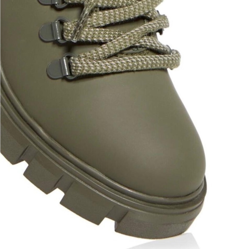 Aqua Reign Block Heel Water Resistant Platform Combat Boots in Olive Green - NWT - Picture 4 of 13